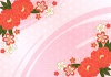 ピンクの麻の葉模様に一筆と牡丹の和背景