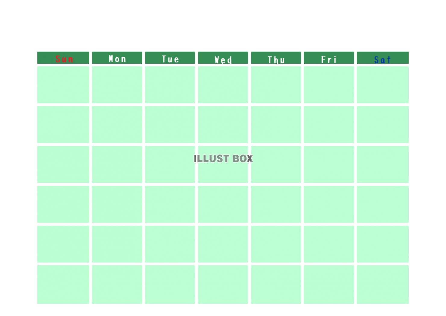 シンプルなカレンダー枠　緑