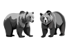 リアルな描画のクマ（熊）のイラスト素材（白黒）
