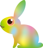カラフルな水彩風のウサギのキャラクター
