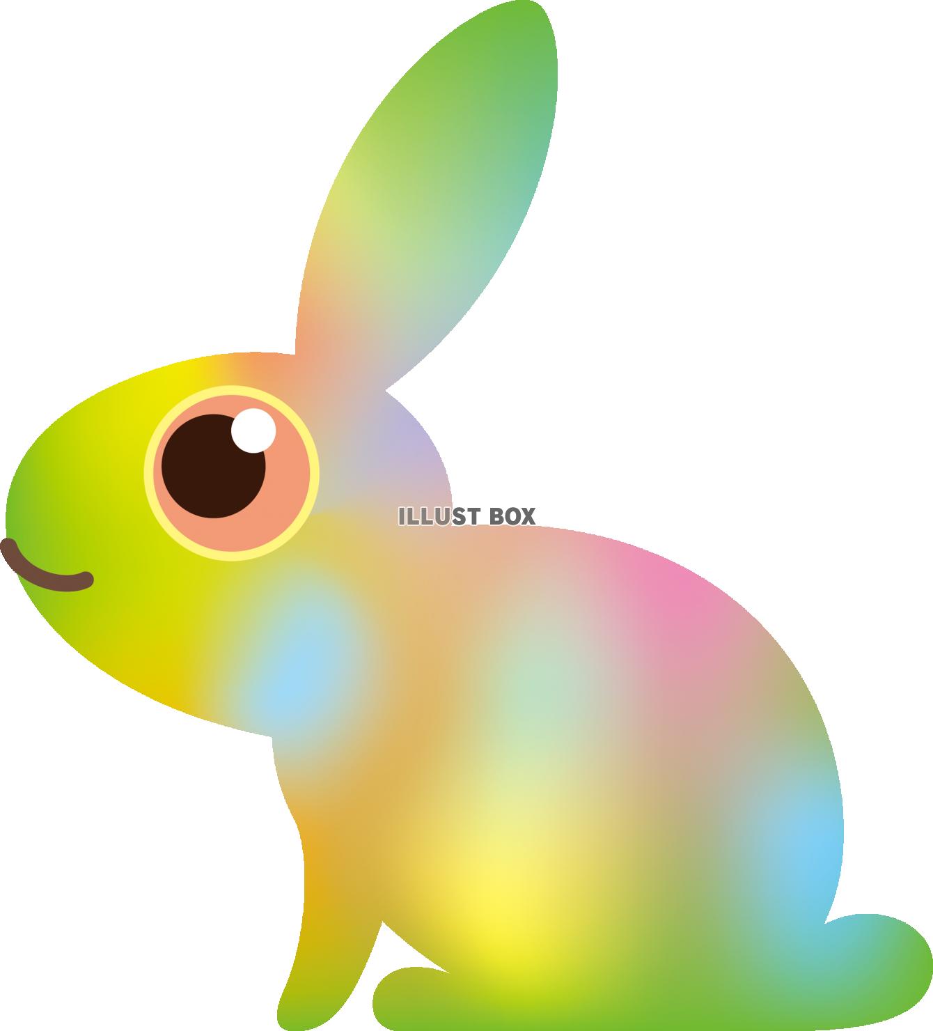 カラフルな水彩風のウサギのキャラクター