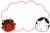 節分の赤鬼とおたふくの吹き出しイラスト01
