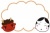 節分の赤鬼とおたふくの吹き出しイラスト02