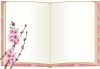 本のフレーム　桃の花（透過PNG）
