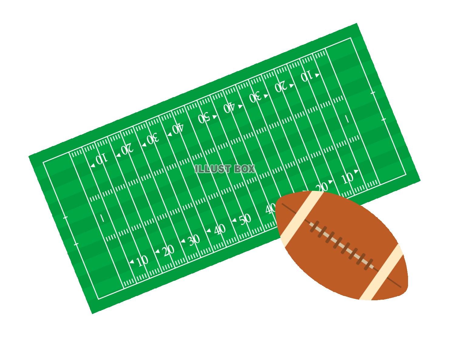 アメリカンフットボール場とボール