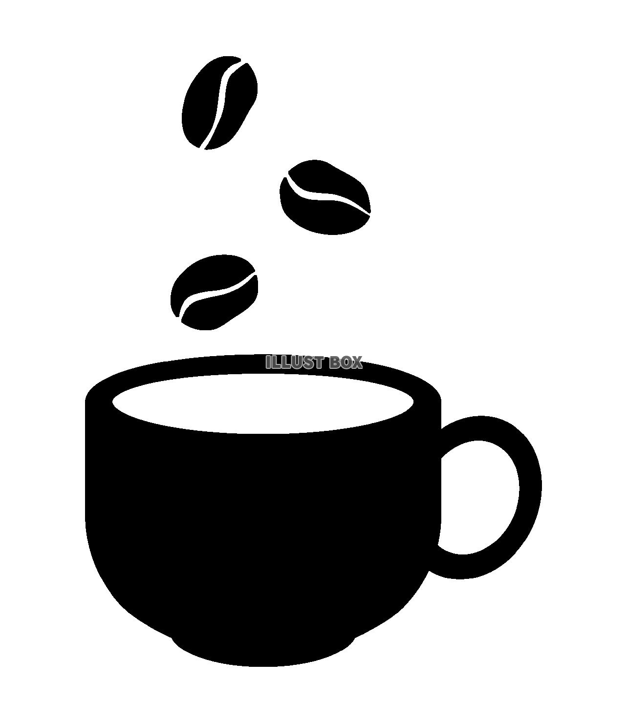 コーヒー豆とコーヒーのシルエット