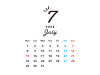 2024年７月のおしゃれなカレンダー