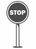 シンプルな円形立て看板_STOPの文字