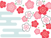 梅の花模様と霞文様の壁紙シンプル和柄背景イラストpng透過