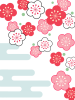 梅の花模様と霞文様の壁紙シンプル和柄背景イラストpng透過