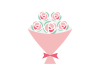 かわいいピンクのバラの花束のイラスト