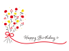 かわいい手描きの花束とハッピーバースデイの文字