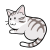 寝そべってふり向く猫　サバ白猫