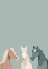 ３頭の馬のイラストの入った北欧調の背景（壁紙）