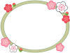 梅の花模様のフレームシンプル和柄飾り枠イラストpng透過