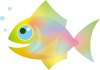 カラフルな水彩風の魚のキャラクター