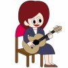 アコースティックギターを弾く女性のイラスト