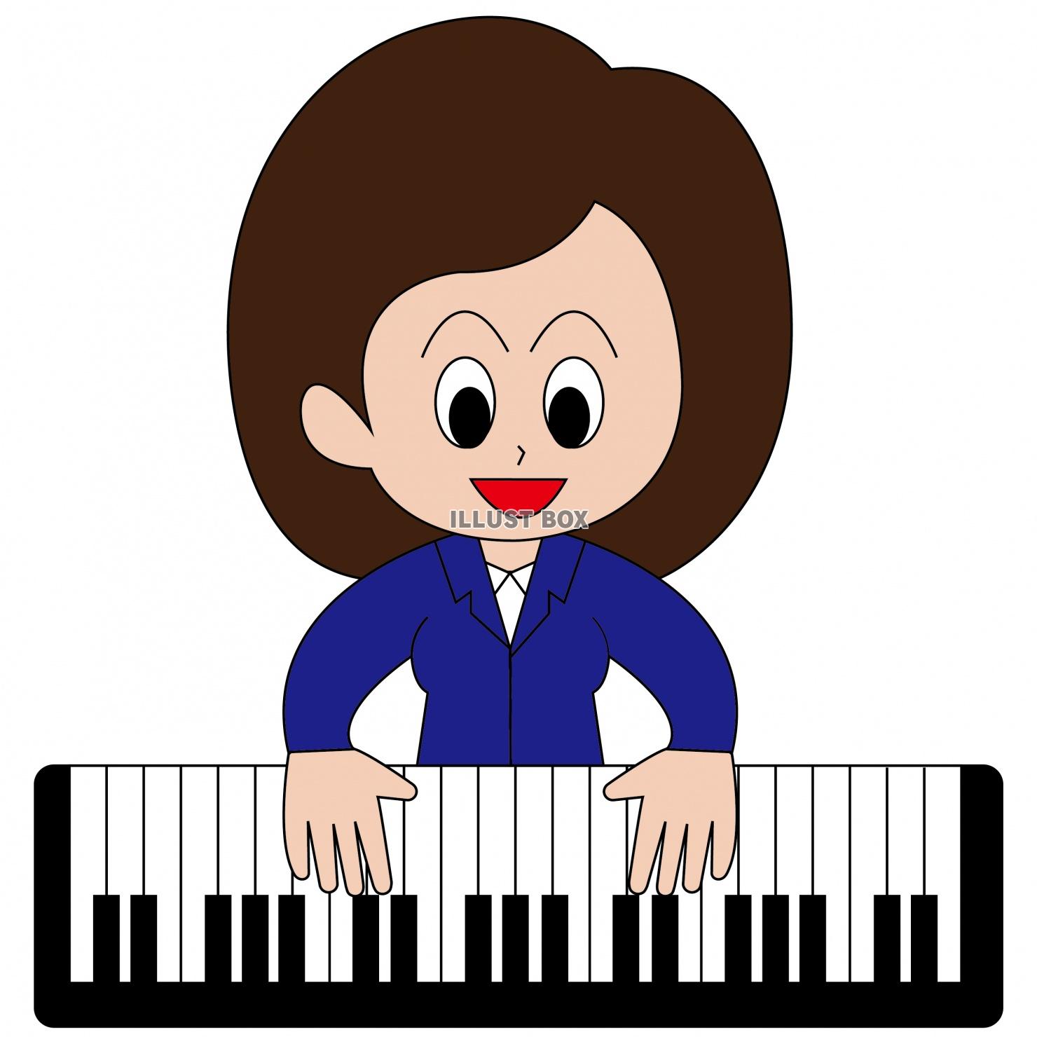 ピアノを弾く女性のイラスト