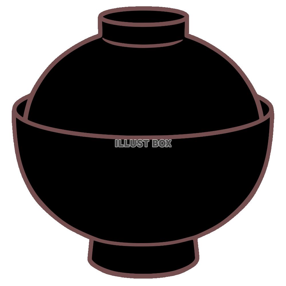 雑煮椀のシンプルなイラスト　黒塗り