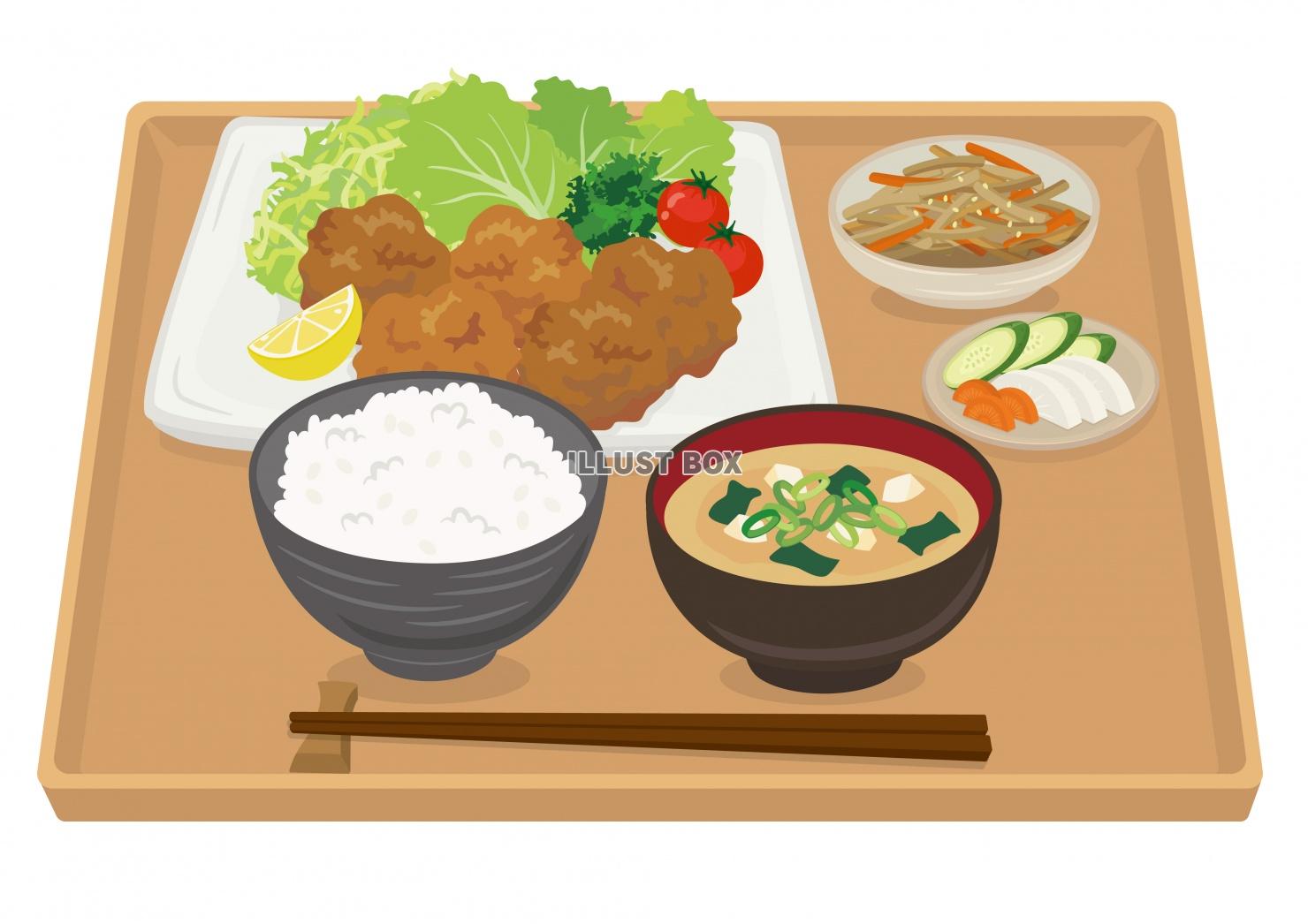 食事★おかず★鶏のからあげ定食★フライドチキン