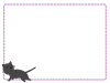 黒猫のいる四角い点線フレーム　紫 111