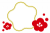 梅の花のフォトフレーム/赤・金/PNG