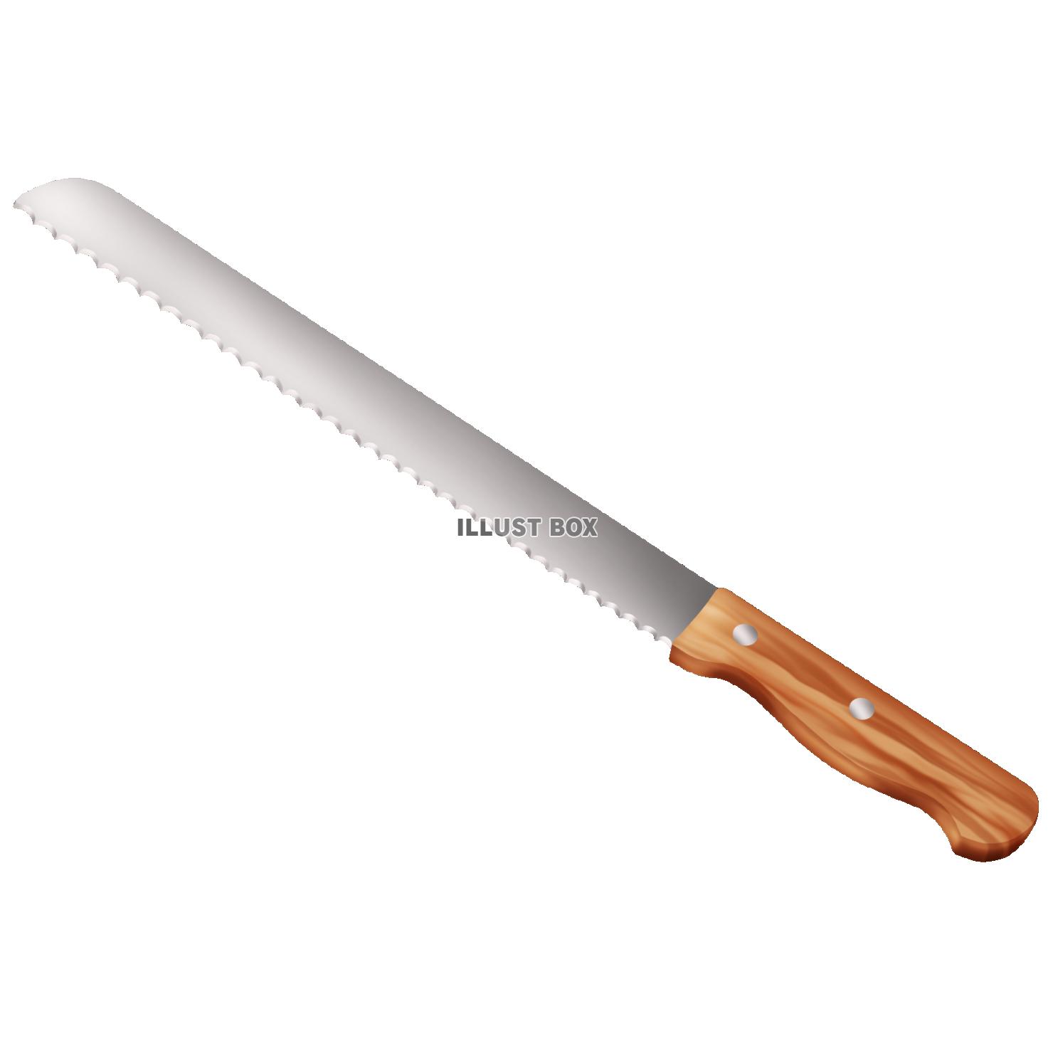 パン切りナイフ 茶色い木製の柄