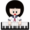 ピアノを弾く女子学生のイラスト