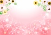 春の花とピンクのキラキラ背景ヨコ