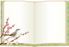 本のフレーム　梅と鶯（透過PNG）EPSはCS2版
