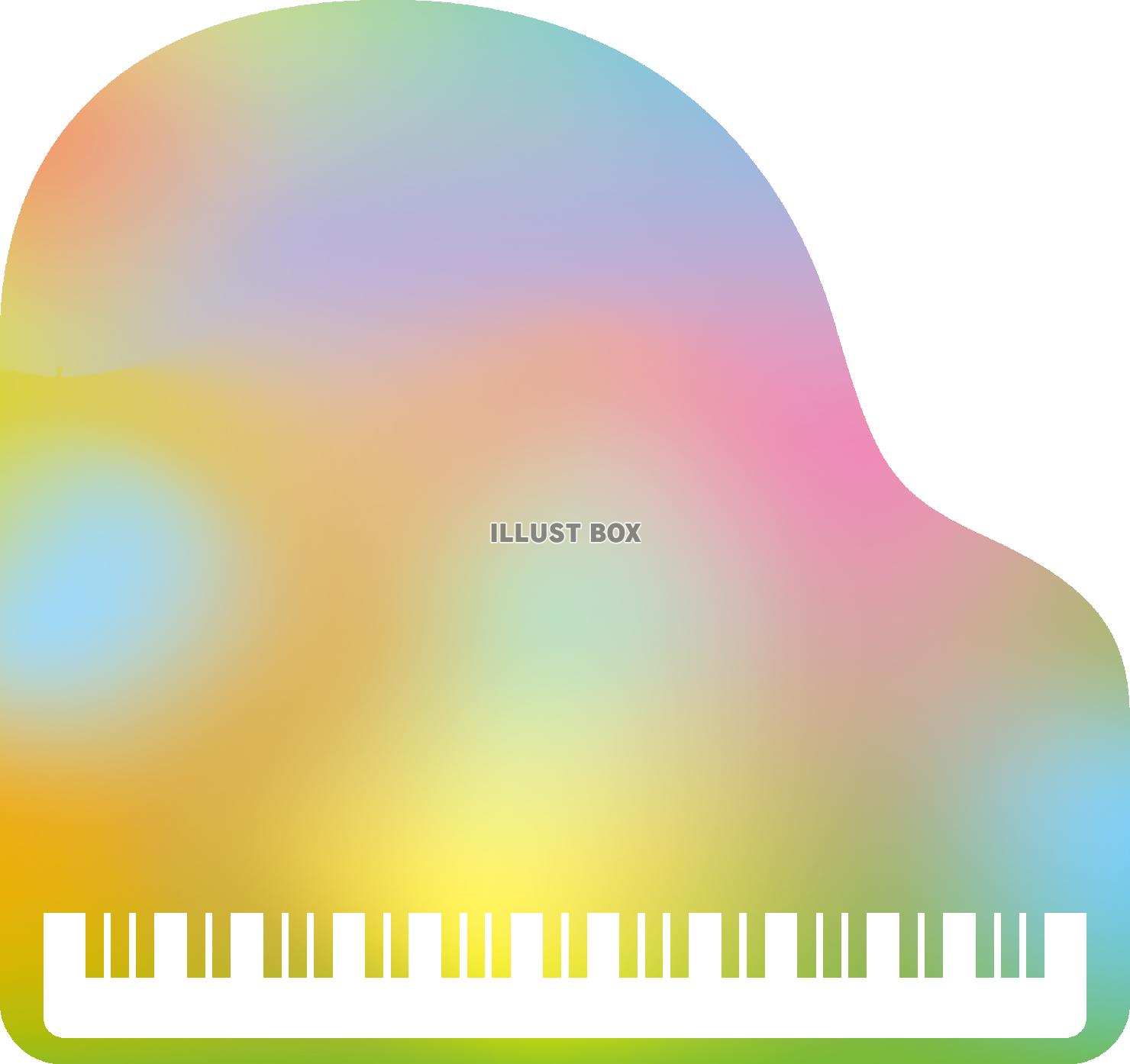 カラフルな水彩風のピアノのシルエット