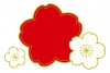 春の桜の花フレーム/紅白