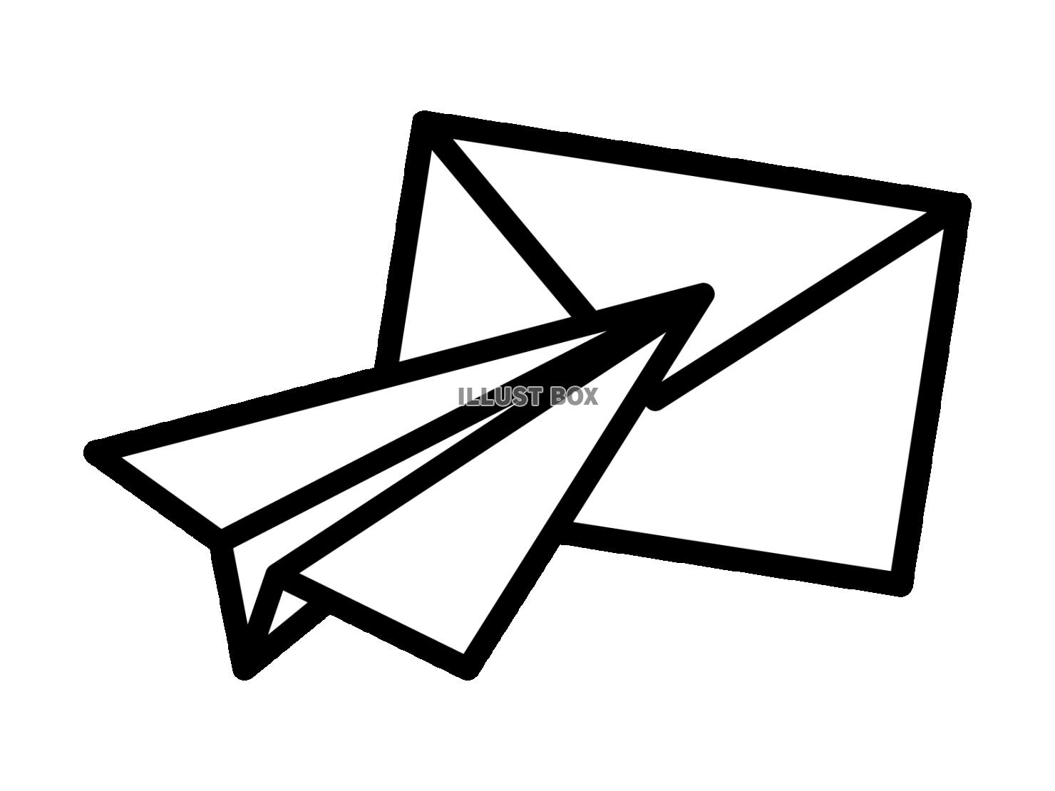 手紙と紙飛行機のアイコン