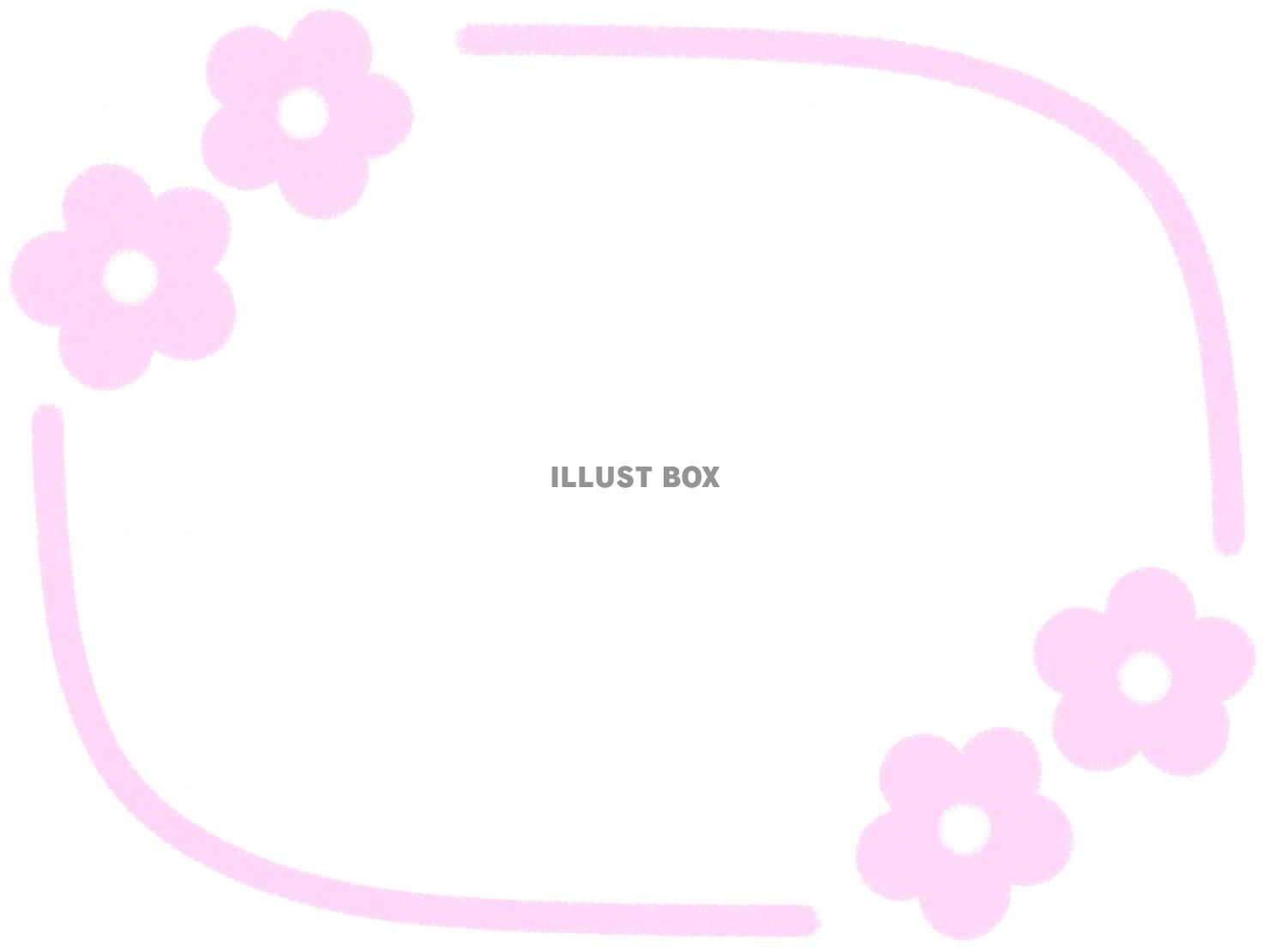【花のフレーム】４　ピンク色　白背景jpeg