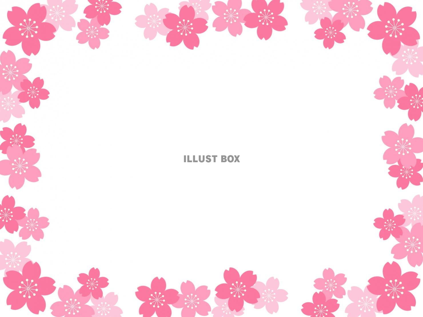 桜の花模様フレーム和風シンプル飾り枠イラスト