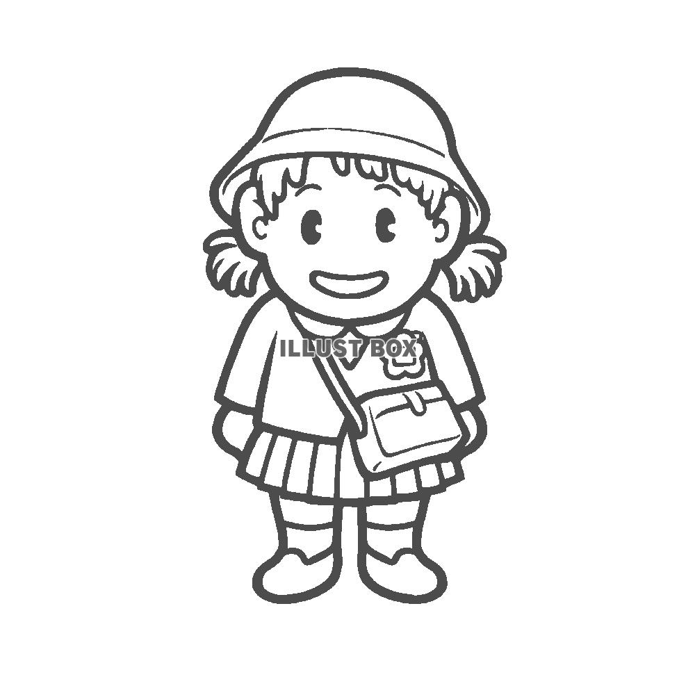幼稚園児の女の子　制服　線画