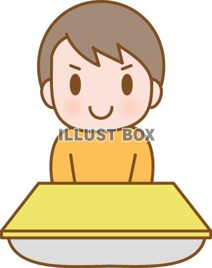 学校用のイラスト、先生の話を静かに聞く小学生