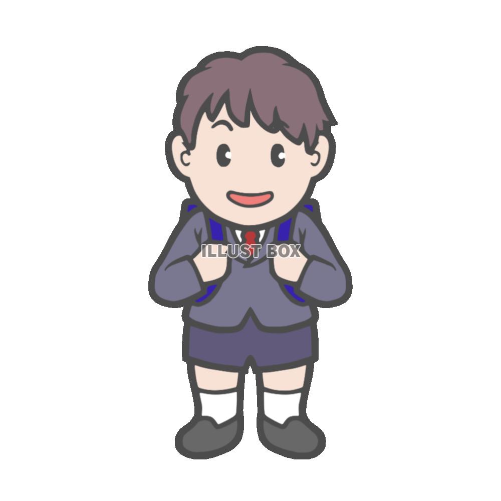 小学校の入学式に行く男の子のイラスト