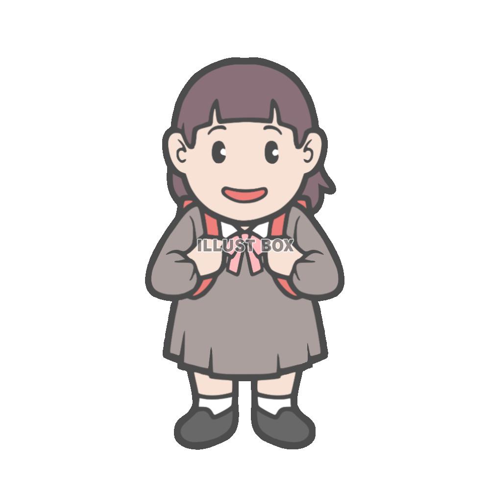 小学校の入学式に行く女の子のイラスト
