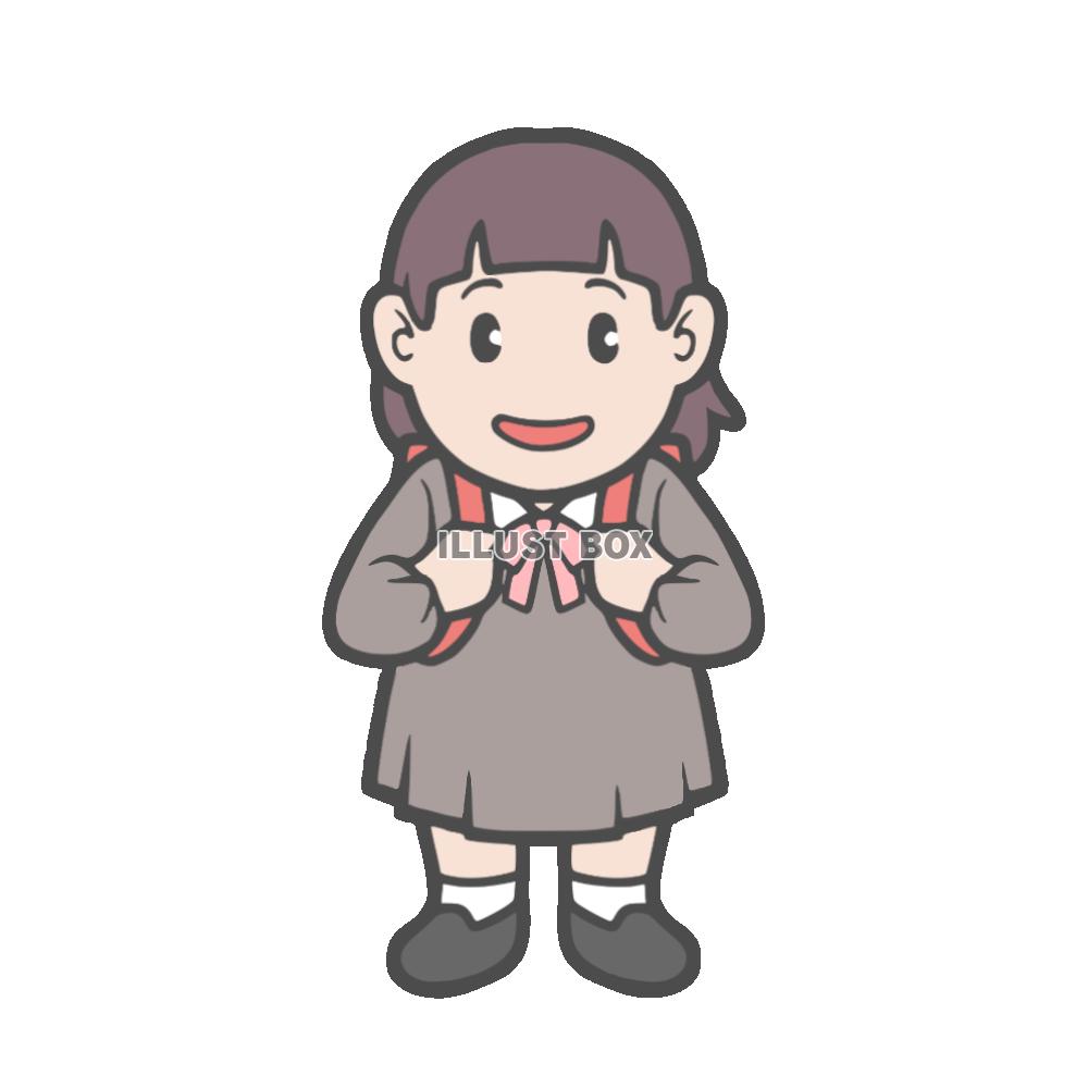 小学校の入学式に行く女の子のイラスト