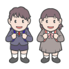 小学校の入学式に行く男の子と女の子のイラスト