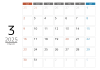 2025年シンプルなメモスペース付カレンダー　3月