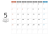 2025年シンプルなメモスペース付カレンダー　5月