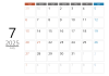 2025年シンプルなメモスペース付カレンダー　7月