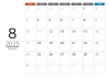 2025年シンプルなメモスペース付カレンダー　8月