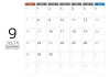 2025年シンプルなメモスペース付カレンダー　9月