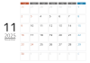 2025年シンプルなメモスペース付カレンダー　11月