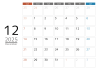 2025年シンプルなメモスペース付カレンダー　12月