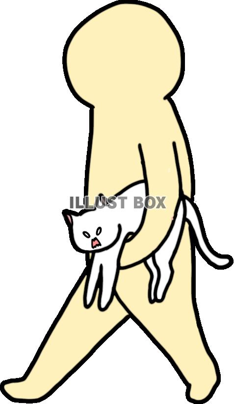 猫を抱えて歩く人【PNG】