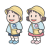 幼稚園児の男の子と女の子　斜め向き